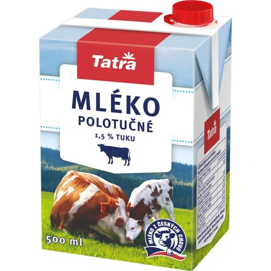 Tatra mléko polotučné 0,5l - 1,5%
