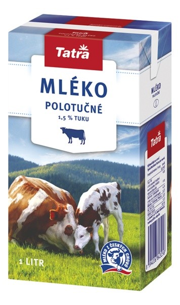 Tatra mléko polotučné 1l - 1,5%