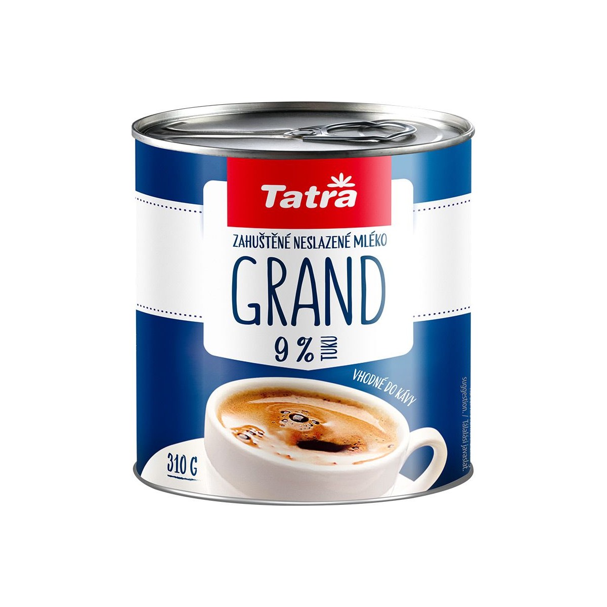 Tatra Grand zahuštěné mléko neslazené 9% 310g - plech