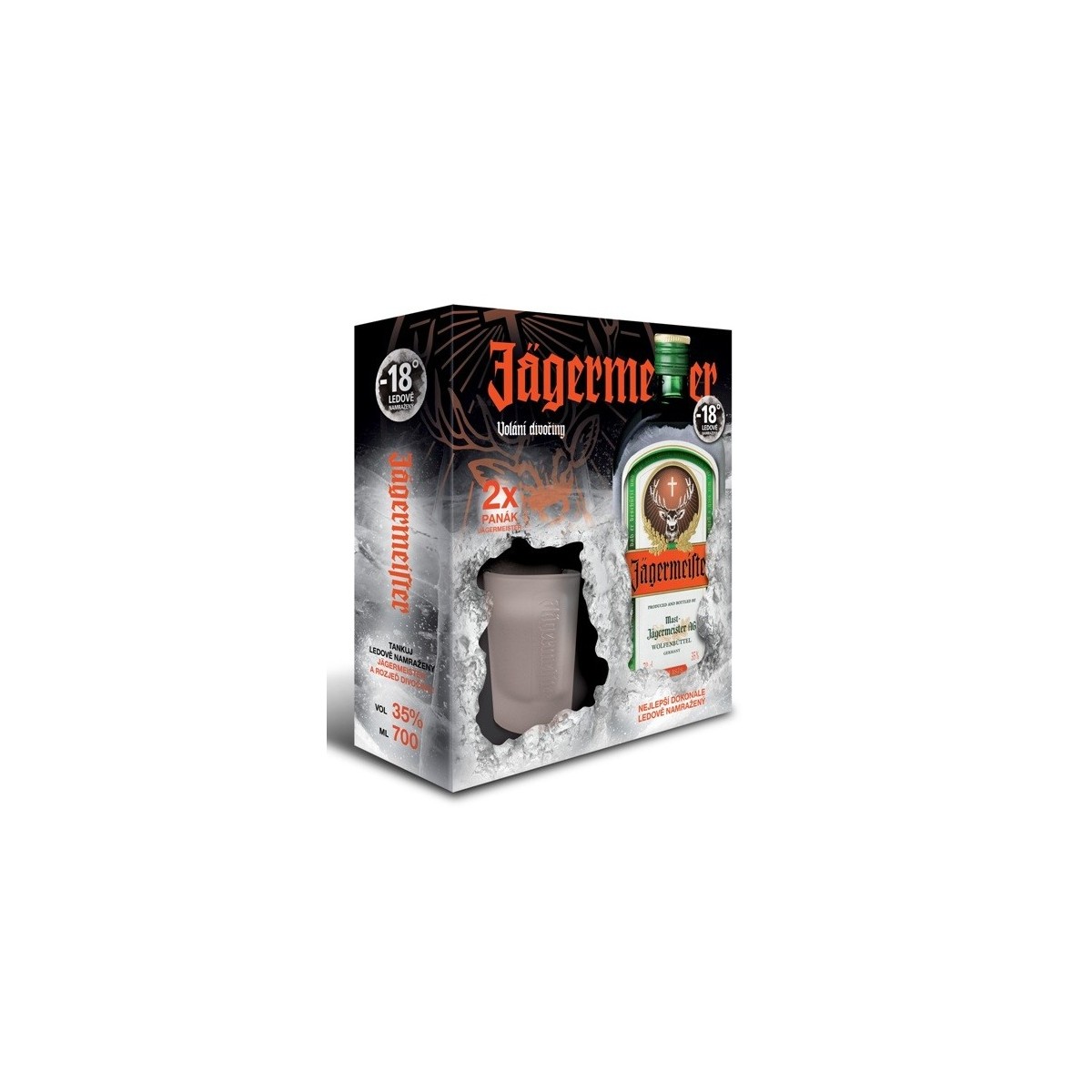 Jägermeister 0,7l kazeta 2x panák