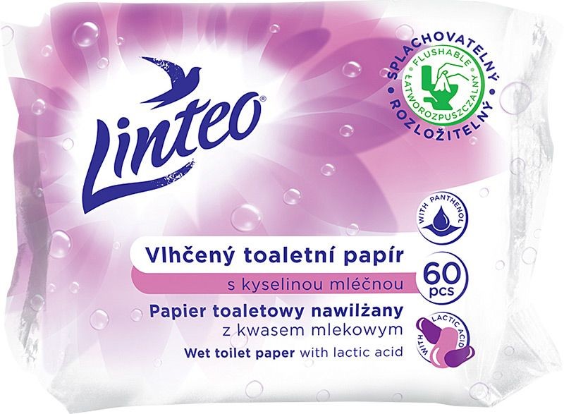 Vlhčený toaletní papír Linteo kyselina mléčná 60ks