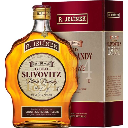 Slivovice Jelínek kosher zlatá 10 let 50% 0,7l budík