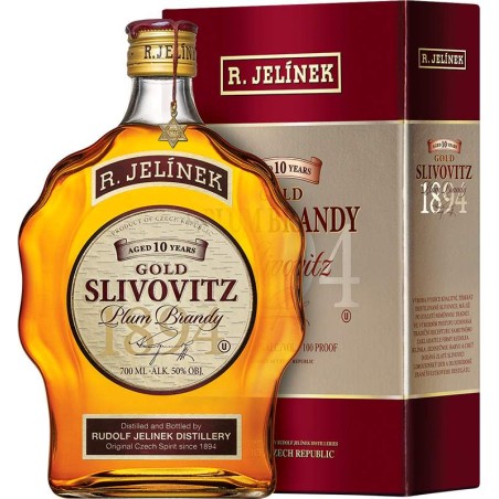 Slivovice Jelínek kosher zlatá 10 let 50% 0,7l budík