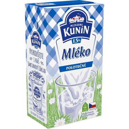 Kunín mléko trvanlivé polotučné 1,5% 1l