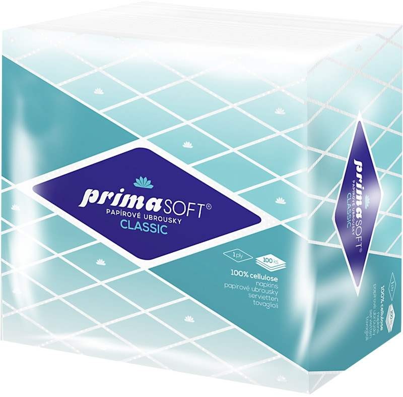 Ubrousky bílé 33x33 1vr. 100ks - Primasoft clasic