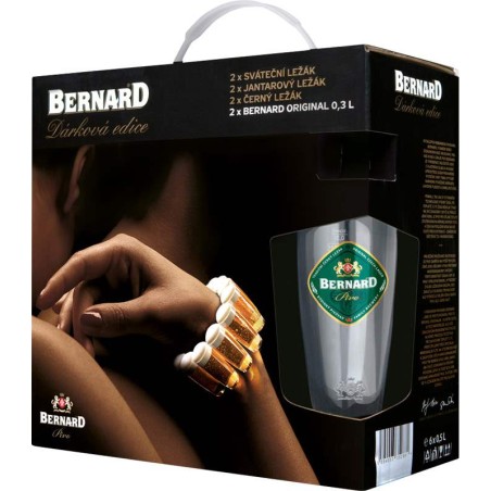 Bernard dárková edice piv s keramickým uzávěrem 6x 0,5l sklo + 2 sklenice