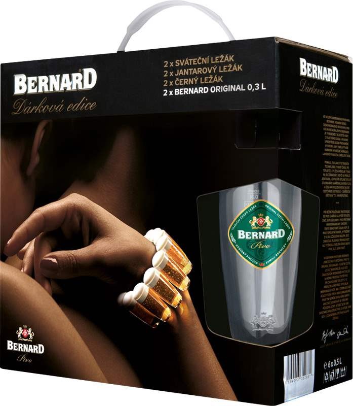Bernard dárková edice piv s keramickým uzávěrem 6x 0,5l sklo + 2 sklenice
