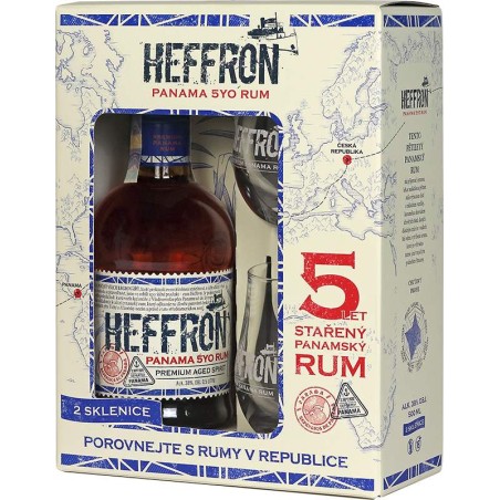 Heffron Panama Original Rum 5YO 0,5l - kazeta + 2x sklo
