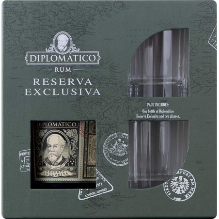 Diplomático Reserva Exklusiva 0,7l kazeta + 2x sklenička