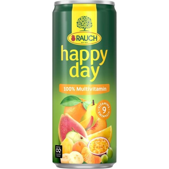 Rauch Happy day multivitamin 100% 0,33l - plech