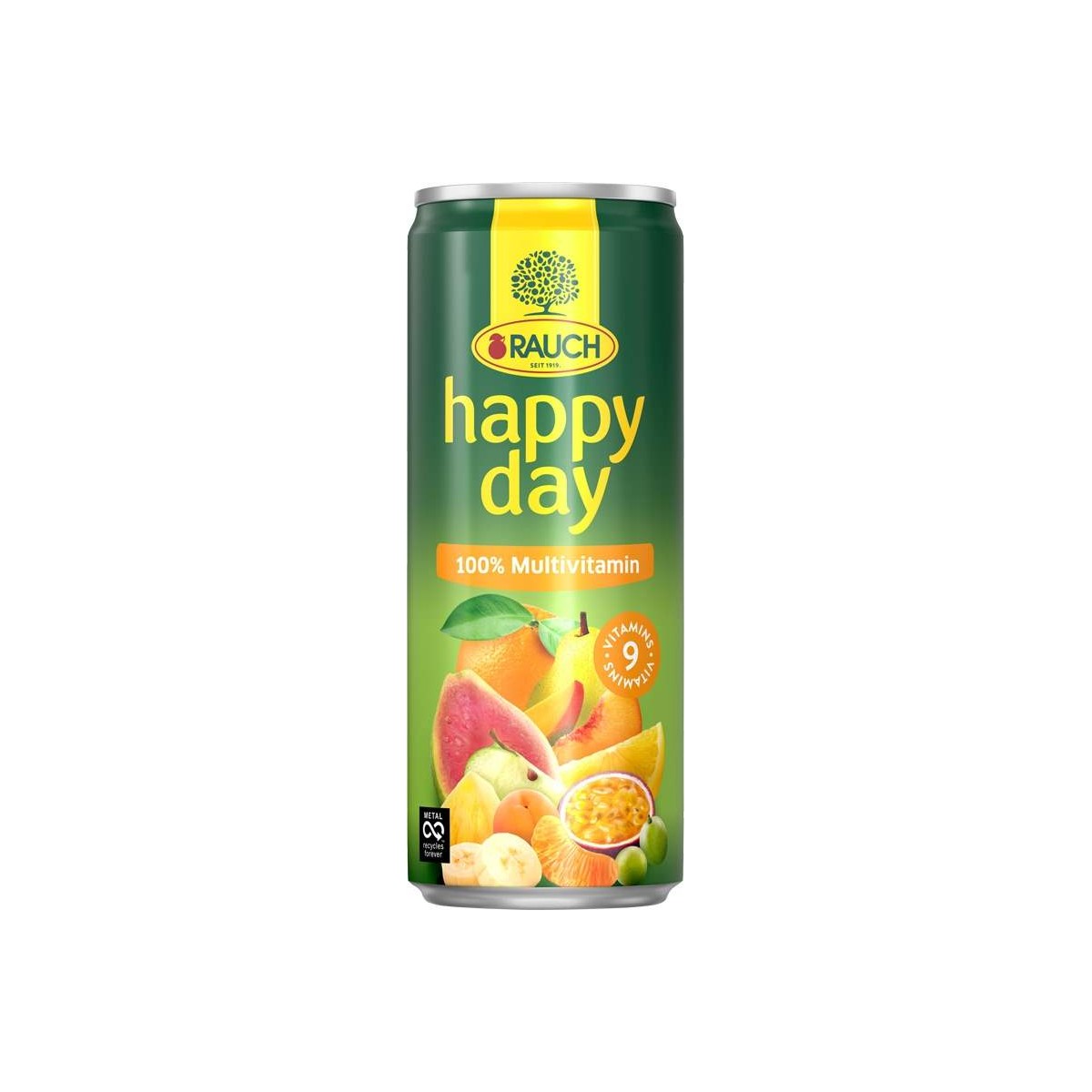 Rauch Happy day multivitamin 100% 0,33l - plech