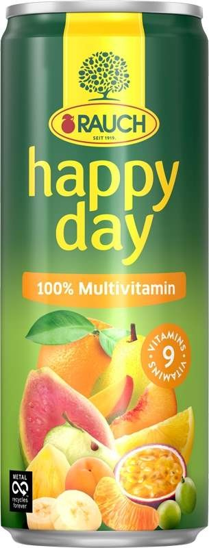 Rauch Happy day multivitamin 100% 0,33l - plech