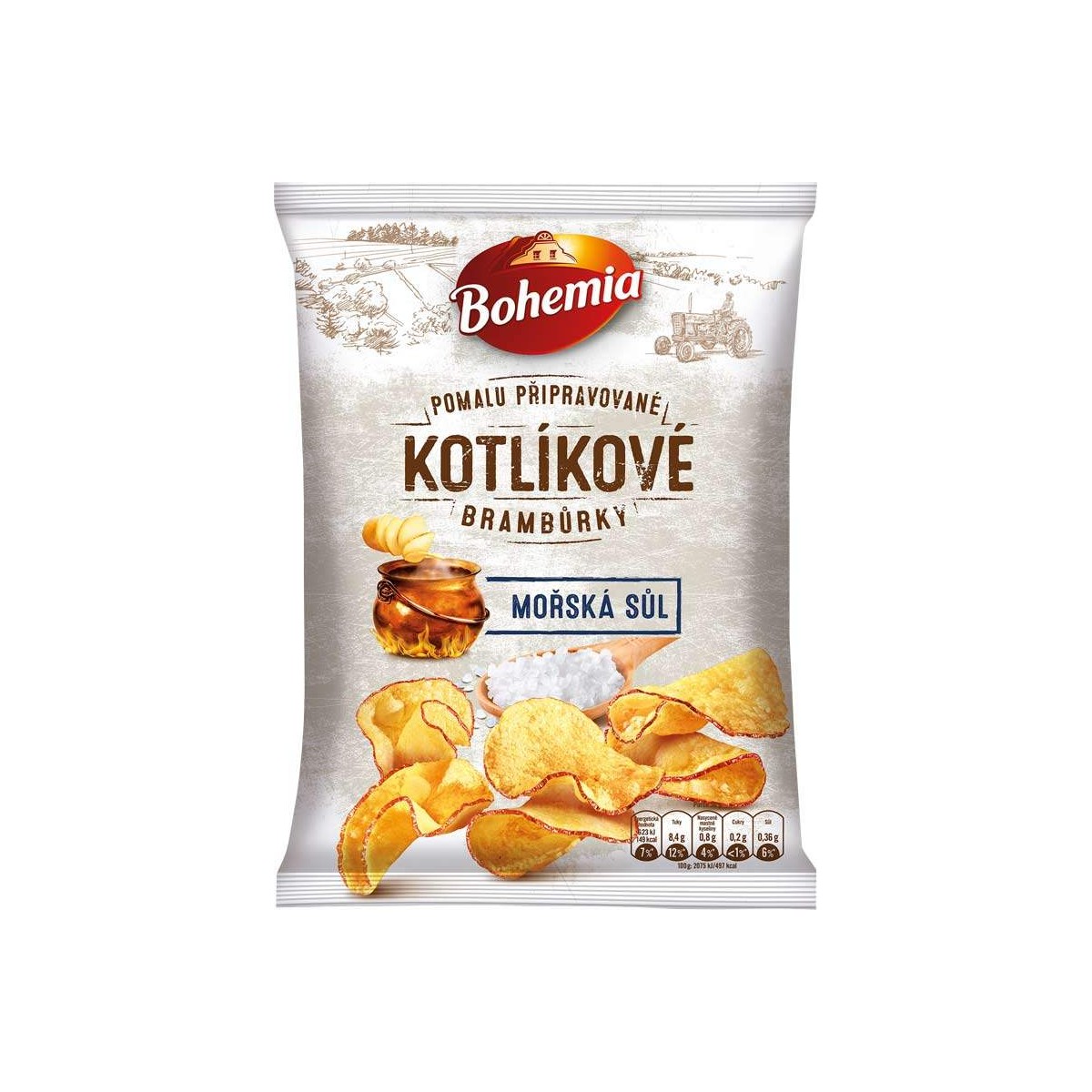 Bohemia Kotlíkové brambůrky mořská sůl 120g