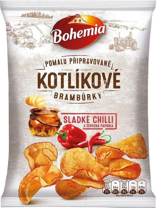 Bohemia Kotlíkové brambůrky sladké chilli a červená paprika 120g