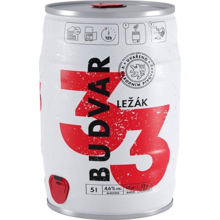 Budweiser Budvar 33 světlý ležák 5l - soudek