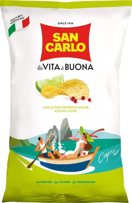 San Carlo chips limeta & růžový pepř 50g