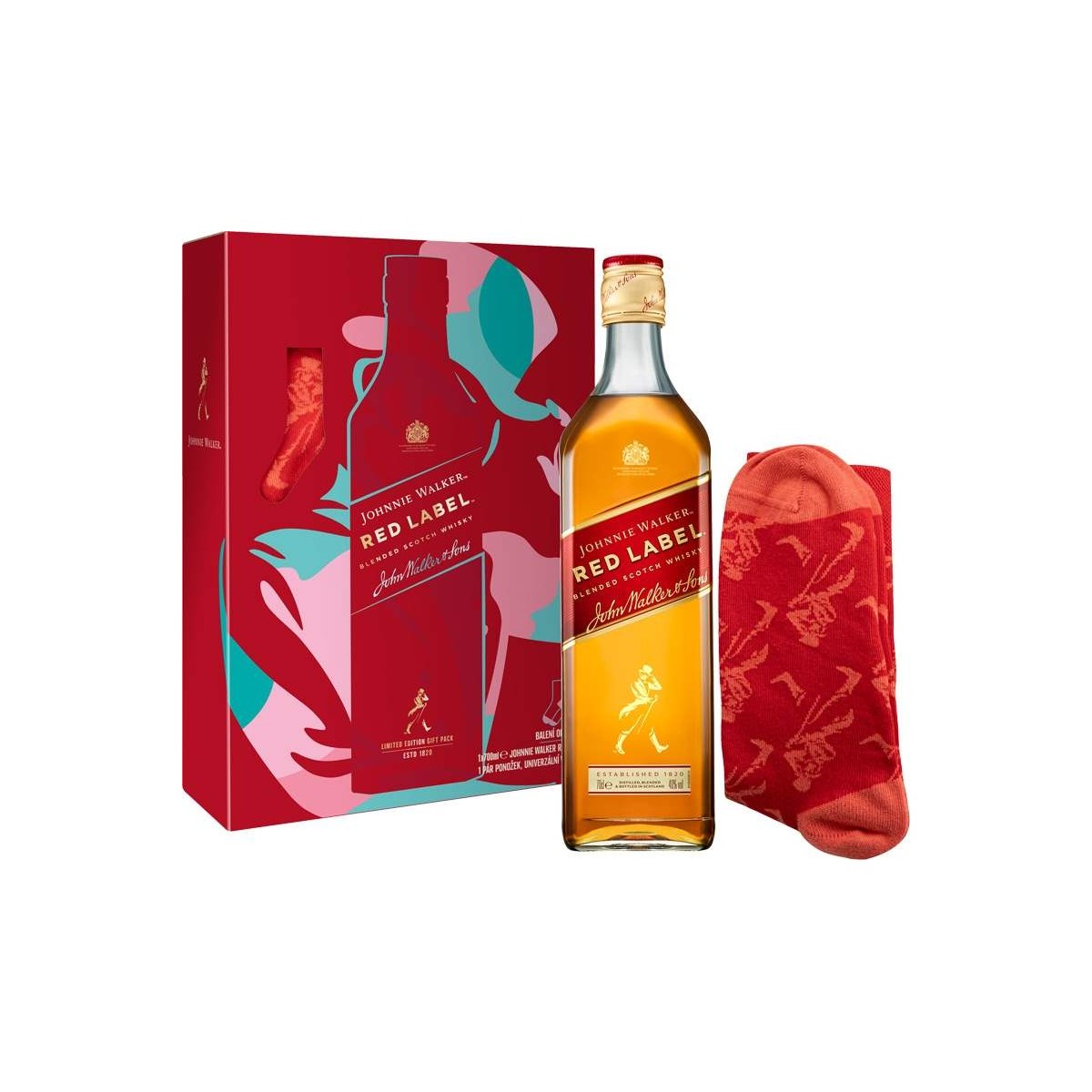 Johnnie Walker Red label 0,7l - kazeta ponožky