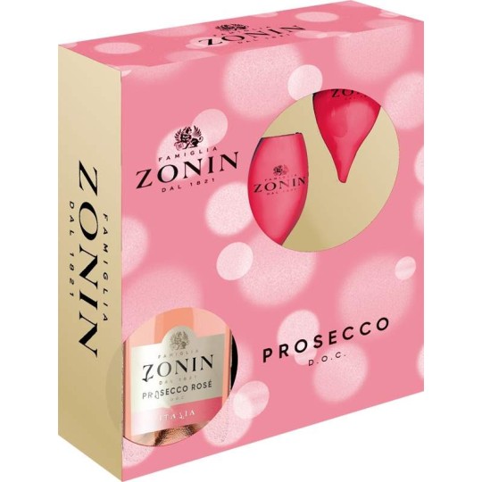 Prosecco Zonin Rosé DOC Brut 0,75l kazeta + 2x sklo