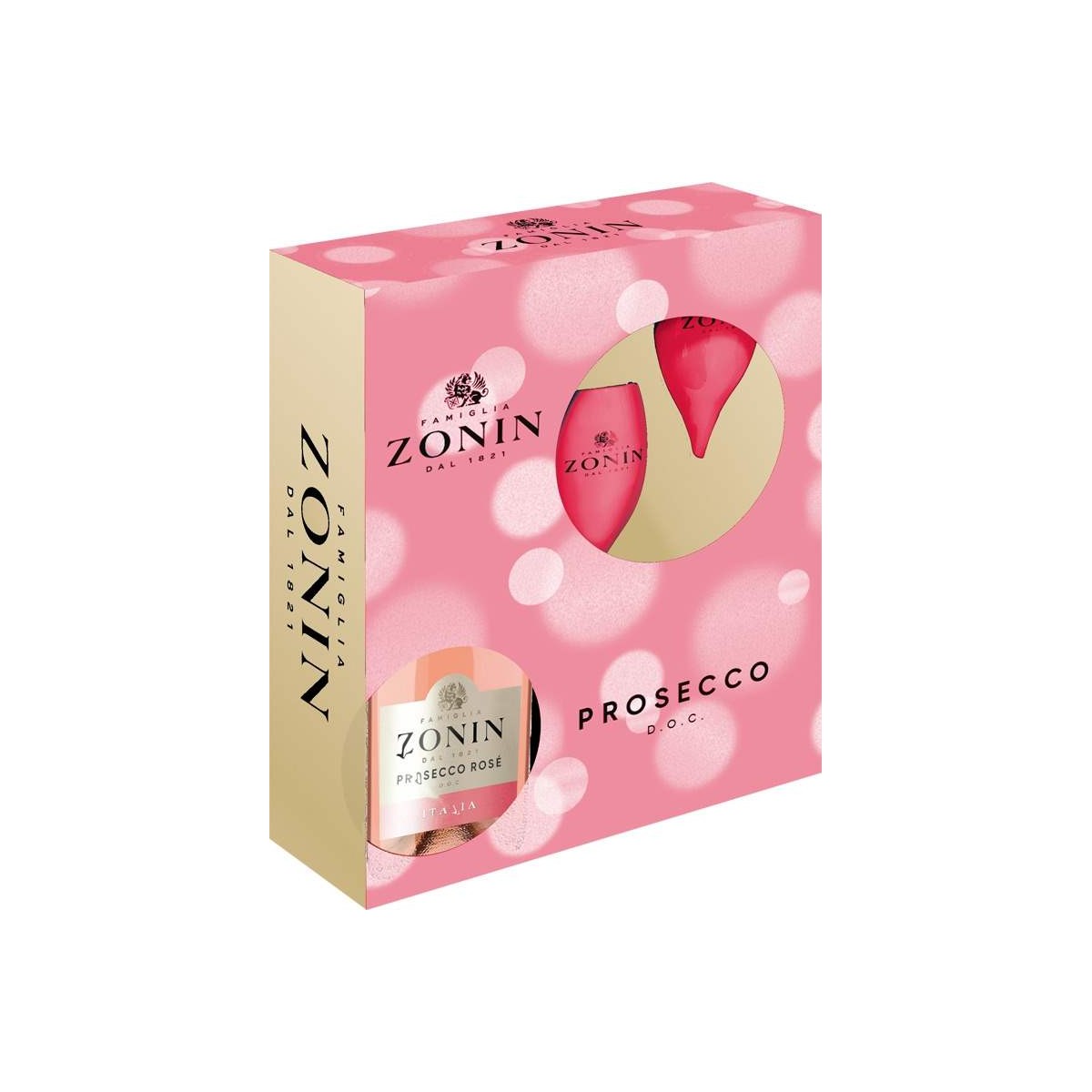 Prosecco Zonin Rosé DOC Brut 0,75l kazeta + 2x sklo