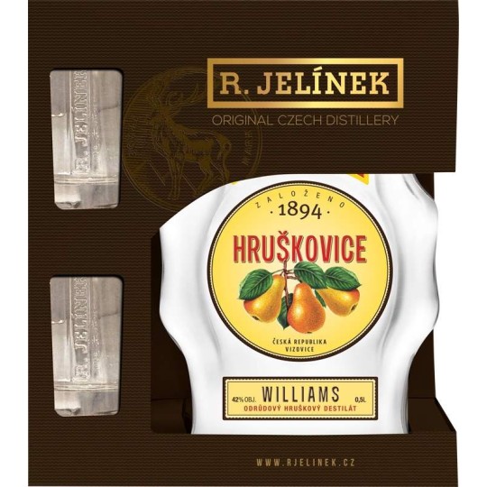 R. Jelínek Hruškovice Williams 42% 0,7l budík kazeta + 2x sklo