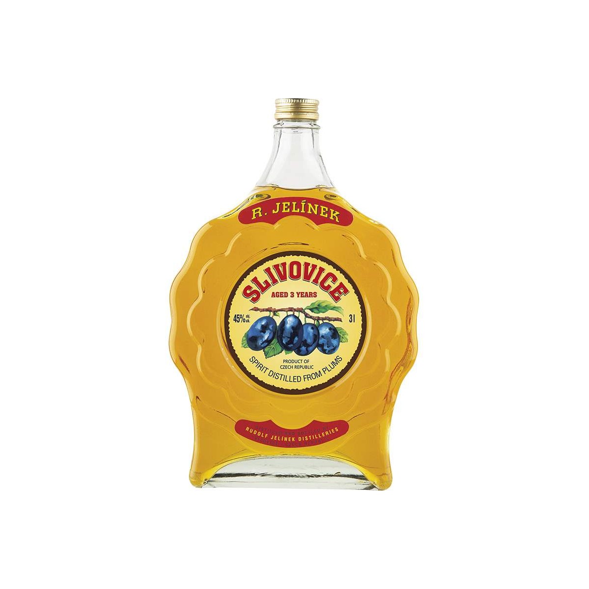 R. Jelínek Slivovice gold 45% 3l budík