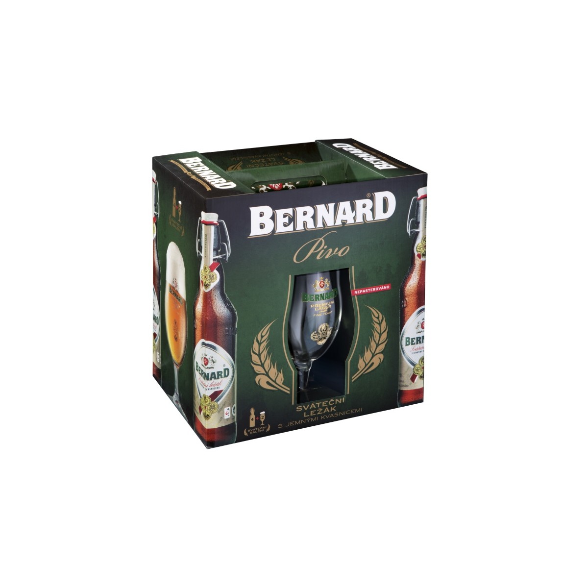 Bernard Sváteční ležák 0,5l - dárková kazeta + 2x sklo