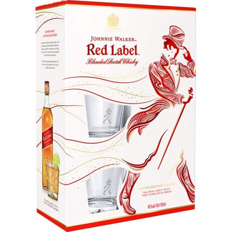 Johnnie Walker Red label 0,7l - kazeta 2 skleničky